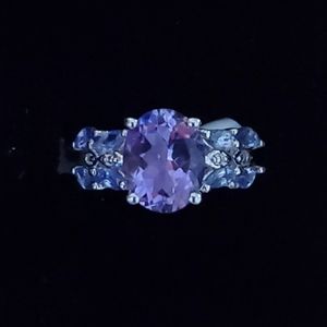 Sterling Silver Amethyst, Tanzanite, & Topaz Ring